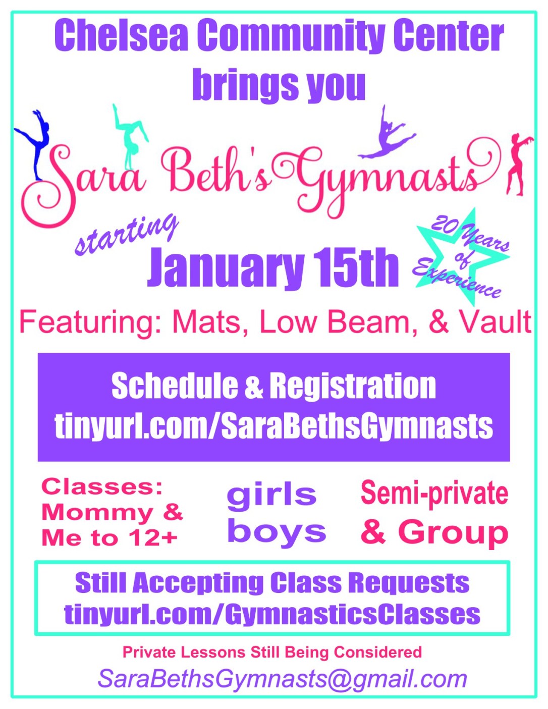 Flyer SaraBethsGymnasts with border