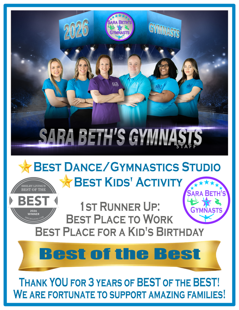 Sara Beth's Gymnasts is Shelby Living's Best of the Best 2026!