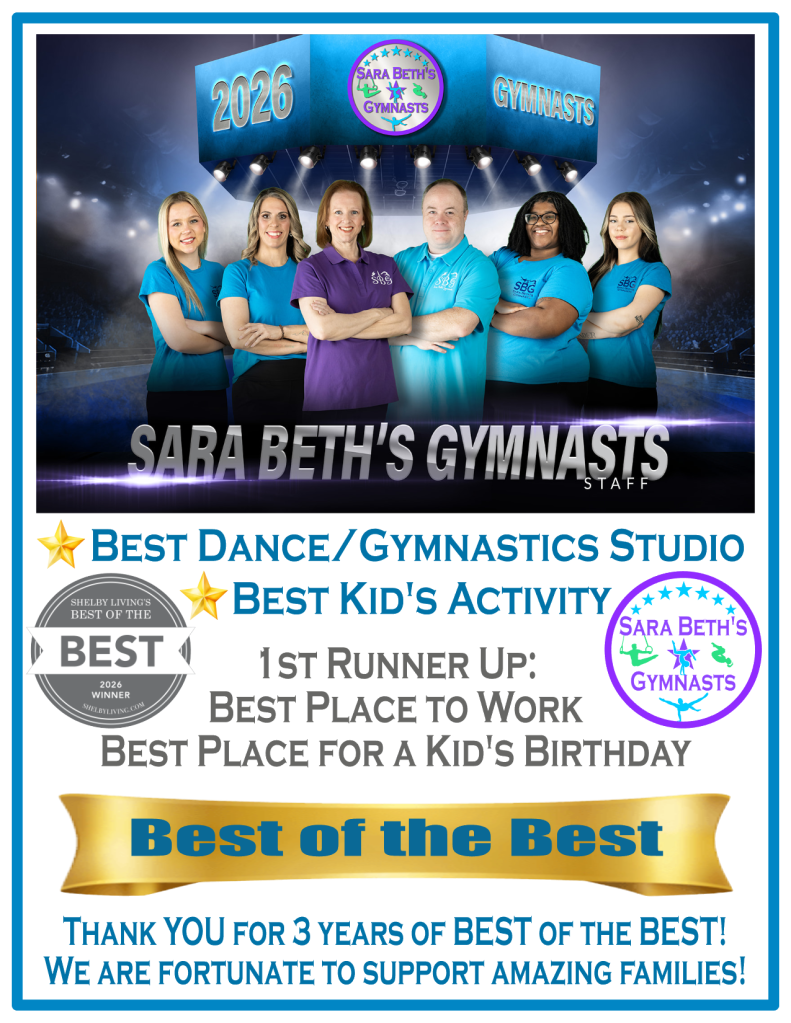 Sara Beth's Gymnasts is Shelby Living's Best of the Best 2026!